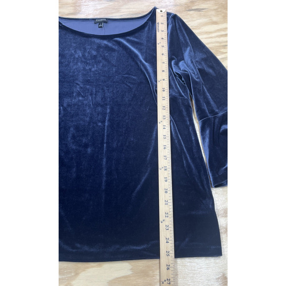 Talbots Velvet Whimsygoth Bell Sleeve Tunic Top Size Large Blue Witchy Fairygoth - Picture 8 of 9